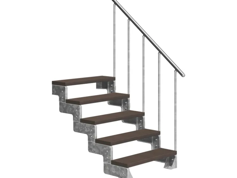 Dolle Außentreppe Gardentop 5 TRIMAX-Stufen 100 cm Dunkelbraun + Alu-Geländer