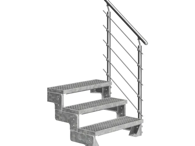 DOLLE Außentreppe Gardentop 3 Gitterroststufen 100 cm inkl. Geländer