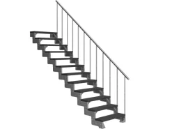 Dolle Außentreppe Gardentop 13 Trimax-Stufen 100 cm Anthrazit + Alu-Geländer