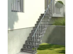 Dolle Außentreppe Gardentop 13 Trimax-Stufen 100 cm Anthrazit + Alu-Geländer