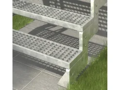 Dolle Außentreppe Gardentop 11 Gitterroststufen 100 cm + Prova-Geländer