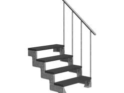 Dolle Außentreppe Gardentop 4 TRIMAX-Stufen 100 cm Anthrazit + Alu-Geländer