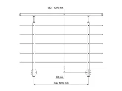 Dolle Geländer-Komplettset 150 cm Wandmontage Aluminium