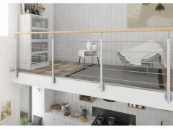 Dolle Geländerset Aluminium 150 cm Wandmontage mit Buche-Handlauf