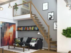 Dolle Raumspartreppe Lyon Eiche Metallgeländer 75 cm 1/4-gewendelt U/L FSC®