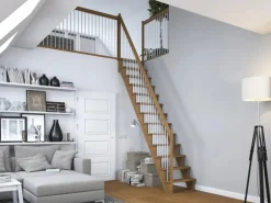 Dolle Raumspartreppe Lyon Eiche Metallgeländer 65 cm gerade FSC®