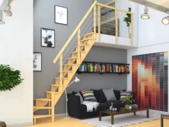 Dolle Raumspartreppe Lyon Kiefer Edelstahlrohrgeländer 75 cm 1/4-gewendelt U/R