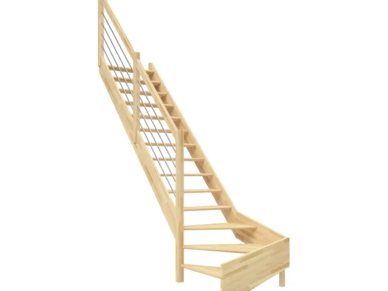 Dolle Raumspartreppe Paris 1/4-gew. Links 83,5 cm Buche lackiert E-Geländer FSC®