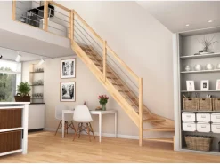 Dolle Raumspartreppe Paris 1/4-gew. Links 83,5 cm Buche lackiert E-Geländer FSC®