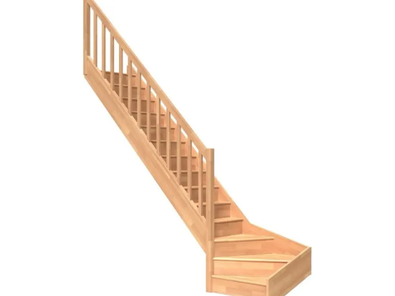 Dolle Raumspartreppe Paris 1/4-gew. Links Setzstufe Buche lack R-Geländer FSC®