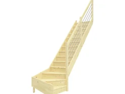 Dolle Raumspartreppe Paris 1/4-gew. Rechts Setzstufen Fichte roh E-Geländer FSC®