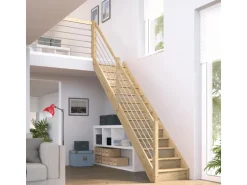 Dolle Raumspartreppe Paris Gerade Fichte roh Edelstahlgeländer FSC®