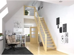 Dolle Raumspartreppe Paris Gerade Fichte roh Edelstahlgeländer FSC®