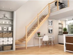 Dolle Raumspartreppe Paris 1/4-gew. Rechts Buche lackiert E-Geländer FSC®