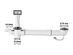 Doppelspüle Ab- und Überlaufgarnitur 47,8 mm (G1 1/2) Weiß