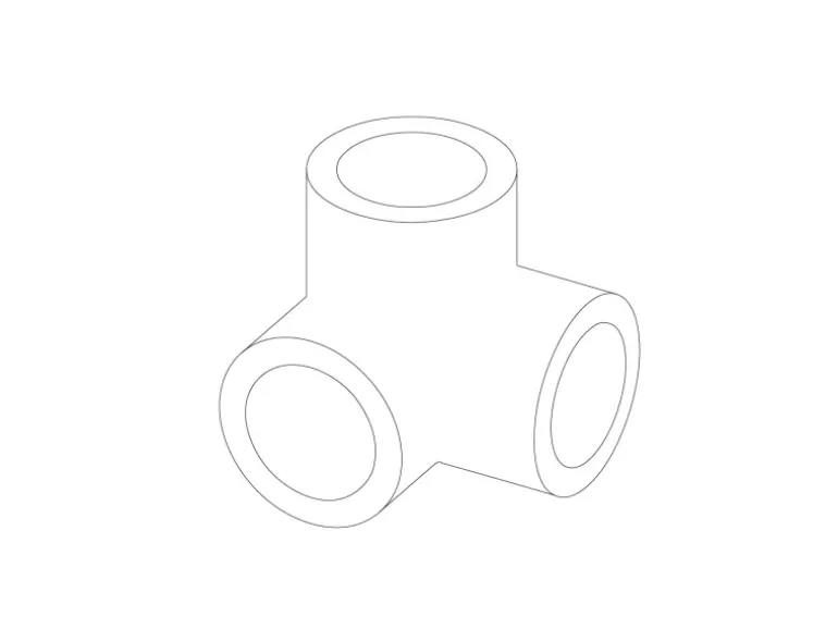 Dreiweg-Eckstück 90° Silber verzinkt für Stahlrohr Ø 2,7 cm