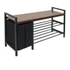 DuneDesign Metall Schuhregal mit Sitzbank und Korb 92 x 30 x 52 cm