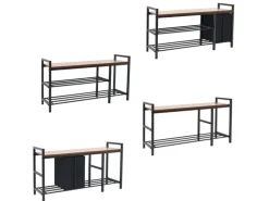 DuneDesign Metall Schuhregal mit Sitzbank und Korb 92 x 30 x 52 cm