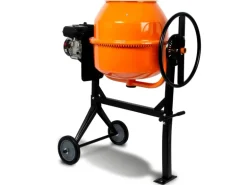 EBERTH Betonmischer 140L mit 6,5PS Benzinmotor, Gestell, Trommel und Zahnkranz aus Stahl, Trommel Schwenkbar