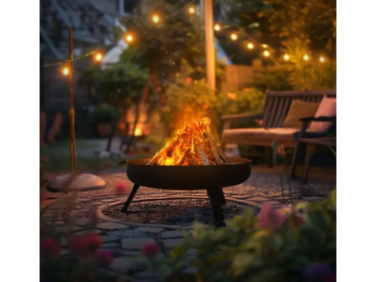 ECD Germany Feuerschale 60x27 cm mit 3 Klappbaren Füßen für den Garten aus Stahl