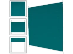 ECD Germany Plissee Klemmfix ohne Bohren 100 x 200cm Petrol Blickdicht Faltrollo