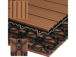 ECD Germany WPC Terrassenfliesen 30x30 cm 11Er Spar Set Hellbraun in Holzoptik