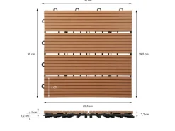 ECD Germany WPC Terrassenfliesen 30x30 cm 11Er Spar Set Hellbraun in Holzoptik
