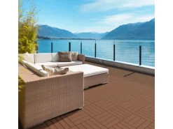 ECD Germany WPC Terrassenfliesen 30x30 cm 11Er Spar Set Hellbraun in Holzoptik