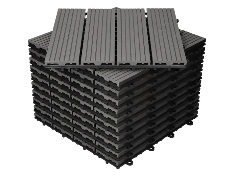 ECD Germany WPC Terrassenfliesen 30x30 cm 55er Spar Set Anthrazit in Holzoptik