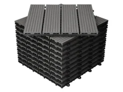 ECD Germany WPC Terrassenfliesen 30x30 cm 55er Spar Set Anthrazit in Holzoptik