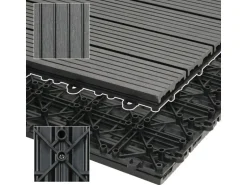 ECD Germany WPC Terrassenfliesen 30x30 cm 55er Spar Set Anthrazit in Holzoptik