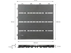ECD Germany WPC Terrassenfliesen 30x30 cm 55er Spar Set Anthrazit in Holzoptik