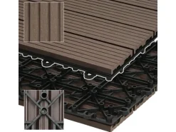 ECD Germany WPC Terrassenfliesen 30x30 cm 55er Spar Set Dunkelbraun in Holzoptik