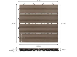 ECD Germany WPC Terrassenfliesen 30x30 cm 55er Spar Set Dunkelbraun in Holzoptik