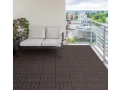 ECD Germany WPC Terrassenfliesen 30x30 cm 55er Spar Set Dunkelbraun in Holzoptik