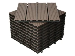 ECD Germany WPC Terrassenfliesen 30x30 cm 22er Spar Set Dunkelbraun in Holzoptik