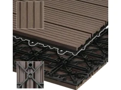 ECD Germany WPC Terrassenfliesen 30x30 cm 22er Spar Set Dunkelbraun in Holzoptik