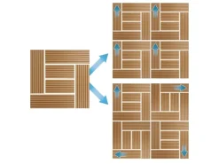 ECD Germany WPC Terrassenfliesen 30 x 30 cm 55er Spar Set Teak Mosaik Holzoptik