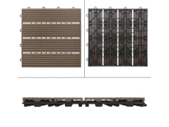 ECD Germany WPC Terrassenfliesen 30x30cm 11Er Spar Set Dunkelbraun in Holzoptik
