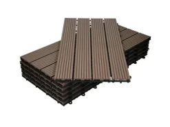 ECD Germany WPC Terrassenfliesen 60x30cm 12er Spar Set Dunkelbraun in Holzoptik