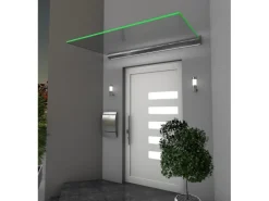 Echtglasvordach mit LED-Beleuchtung 160 cm x 93,5 cm VSG 2x 8 mm Klar