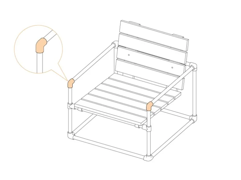 Eckstück 90° Silber verzinkt für Stahlrohr Ø 2,7 cm