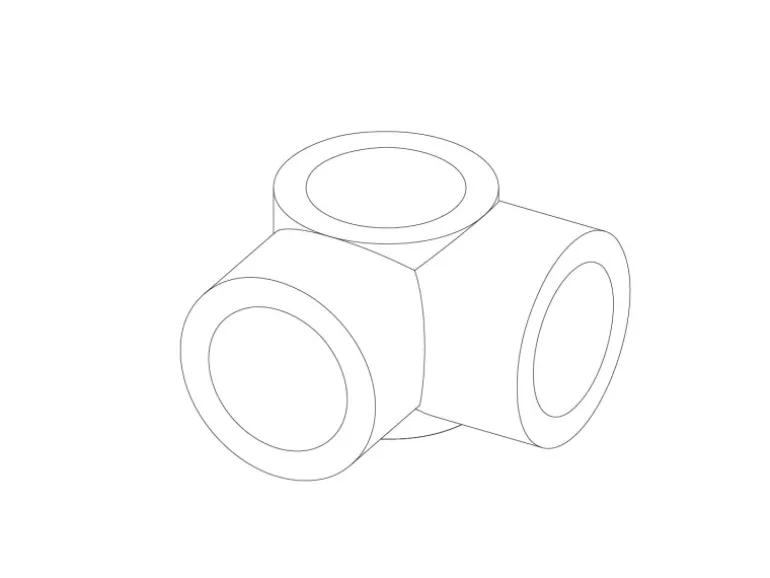 Eckstück Durchgehend 90° Silber verzinkt für Stahlrohr Ø 2,7 cm