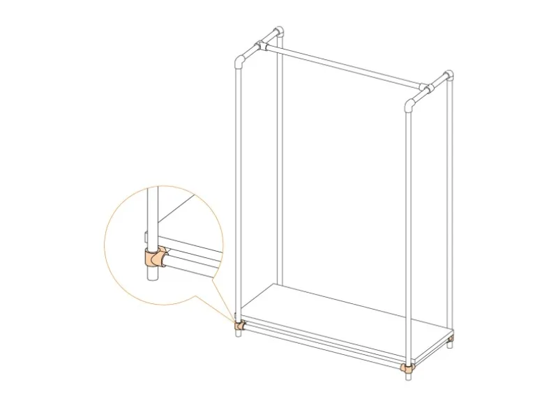 Eckstück Durchgehend 90° Silber verzinkt für Stahlrohr Ø 2,7 cm