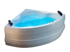 Eckwanne 140 cm x 140 cm Weiß mit Whirlpoolsystem Typ 3a Chrom