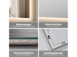 Emke LED Badspiegel 100 x 60 cm Wandspiegel Badezimmerspiegel mit Beschlagfrei Kippschalter KaltweißWarmweiß