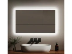 Emke LED Badspiegel 100 x 60 cm Wandspiegel Badezimmerspiegel mit Beschlagfrei Kippschalter KaltweißWarmweiß