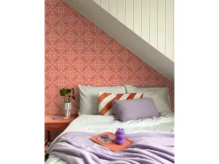 ESTAhome Tapete Abgenutzte Fliesen Korallenrot 50 X 900 Cm - 131483