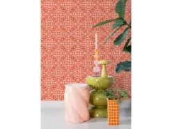 ESTAhome Tapete Abgenutzte Fliesen Korallenrot 50 X 900 Cm - 131483