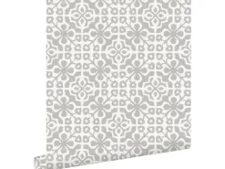 ESTAhome Tapete Abgenutzte Fliesen Taupe 53 cm x 10,05 m 128045